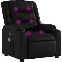 Syfax Sillón reclinable de masaje en piel sintética negra
