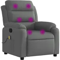 Syfax Sillón reclinable de masaje con tapicería gris oscuro