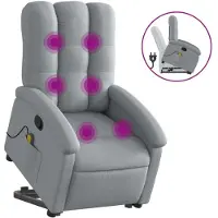 Syfax Sillón de masaje reclinable de pie de tela gris claro