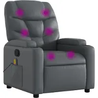 Syfax Sillón reclinable de masaje en piel sintética gris