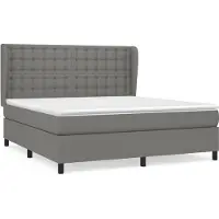Syfax Cama box spring con colchón tela gris oscuro 180x200 cm