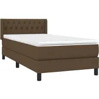 Syfax Cama box spring con colchón tela marrón oscuro 90x190 cm