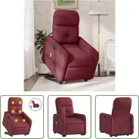 The Living Store : Sillón de masaje eléctrico con función de ayuda para levantarse, color burdeos, tapizado en tela