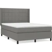 Syfax Cama box spring con colchón tela gris oscuro 140x190 cm