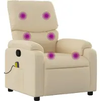 Syfax Sillón reclinable de masaje tapizado en tela color crema