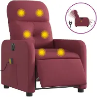 Syfax Sillón de masaje reclinable eléctrico tela rojo tinto