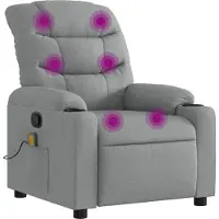 Syfax Sillón reclinable de masaje con tela gris claro