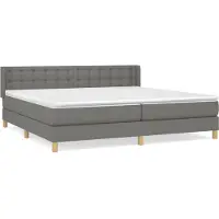 Syfax Cama box spring con colchón tela gris oscuro 200x200 cm