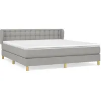 Syfax Cama box spring con colchón tela gris claro 180x200 cm