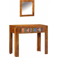 Syfax Mesa Tocador Marrón 90 x 45 x 75 cm Madera de Acacia Sólida