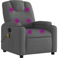 Syfax Sillón reclinable de masaje con tapicería gris oscuro