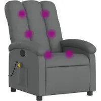 Syfax Sillón reclinable de masaje con tapicería gris oscuro