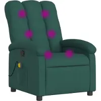 Syfax Sillón reclinable de masaje con tela verde oscuro