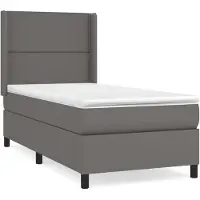 Syfax Cama box spring con colchón cuero sintético gris 100x200 cm