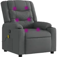 Syfax Sillón reclinable de masaje con tapicería gris oscuro