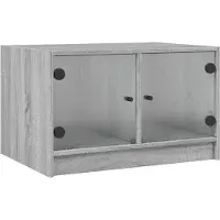 Syfax Mesa de centro con puertas de vidrio gris Sonoma 68x50x42 cm