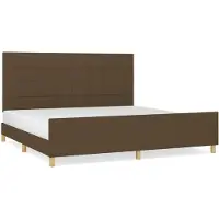 Syfax Cama sin colchón tela marrón oscuro 200x200 cm