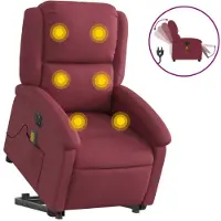 Syfax Sillón de masaje elevable eléctrico tela rojo tinto