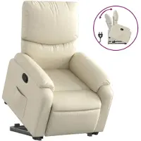 Syfax Sillón reclinable elevable cuero artificial color crema