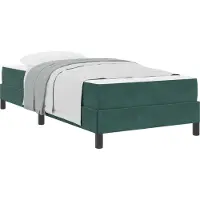 Syfax Cama tipo Box Spring con colchón Verde oscuro 90 x 200 cm tela