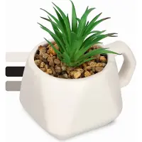 Kadax , suculenta artificial "Rouy", pequeña planta artificial con maceta, 1 unidad, color blanco, 8 cm