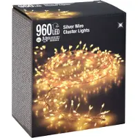 Spetebo 1.03 Guirnalda de luces con cable de plata, tipo "cluster" - 960 LEDs / 9,6 metros
