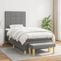 Prolenta Maison Exclusive - Base de cama con somier y colchón, color gris oscuro, 90x190 cm, material: textil