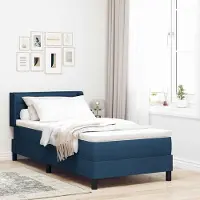 Prolenta Cama con somier y cabecero, modelo "Exclusive", color azul, dimensiones 190 x 90 cm, tapizada en tela