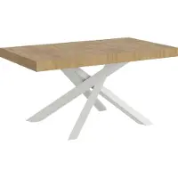 Itamoby Volantis, mesa extensible premium de 160/264 x 90 cm, roble natural con patas blancas