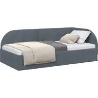 Syfax Estructura de cama con cabecero, color gris oscuro, 100 cm x 200 cm, tapizada en terciopelo