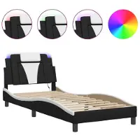 Syfax Estructura de cama Viana con LED sin colchón negro blanco 80x200 cm