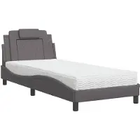 Syfax Cama Viana con colchón cuero sintético gris 90x190 cm