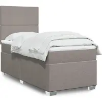 Prolenta Maison Exclusive: Base de cama con somier y colchón color taupe, 90x200 cm, de tejido