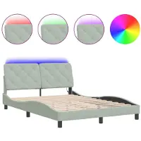 Syfax Estructura de cama con LED sin colchón terciopelo gris claro 140x200 cm