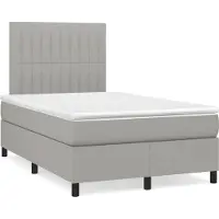 Prolenta Maison Exclusive: Base de cama con somier y colchón, color gris claro, 120x190 cm, tapizado en tela