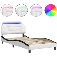 Syfax Estructura de cama con LED sin colchón Hvar blanco negro 100x200 cm