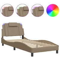 Syfax Estructura de cama Viana con iluminación LED, color cappuccino, sin colchón, 90 x 190 cm