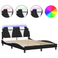 Syfax Estructura de cama Viana con LED sin colchón negro blanco 120x200 cm