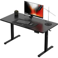 Adler , escritorio eléctrico Leader 7.3, color negro, 140x60 cm, altura ajustable de 72 a 118 cm, panel ErgoHub Flex, sistema de gestión de cables, capacidad de carga de hasta 50 kg