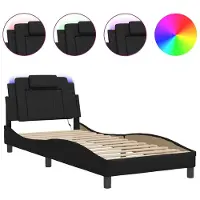 Syfax Estructura de cama Viana con LED sin colchón negro 90x200 cm
