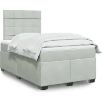 Prolenta Maison Exclusive - Base de cama con somier y colchón, color gris claro, 120x190 cm, tapizada en terciopelo
