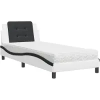 Syfax Estructura de cama sin colchón Zadar cuero sintético blanco y negro 80x200 cm