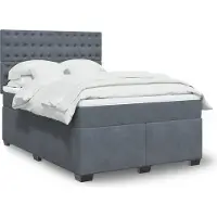 Prolenta Maison Exclusive: Base de cama con somier y colchón, color gris oscuro, 140 x 190 cm, tapizada en terciopelo
