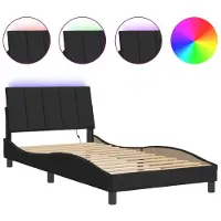 Syfax Estructura de cama con LED sin colchón Hanko terciopelo negro 100x200 cm