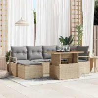 Prolenta Maison Exclusive - Juego de sofá de jardín de 7 piezas. Ratán sintético color beige