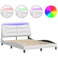 Syfax Estructura de cama con LED sin colchón Hvar blanco 120x200 cm