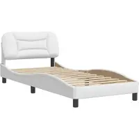 Syfax Estructura de cama sin colchón Hvar cuero sintético blanco 90x190 cm