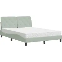 Syfax Cama con colchón terciopelo gris claro 140x200 cm