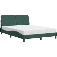 Syfax Cama con colchón terciopelo verde oscuro 140x190 cm