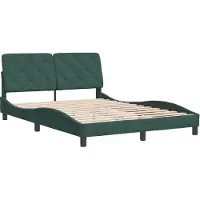 Syfax Estructura cama sin colchón terciopelo verde oscuro 140x190 cm